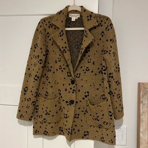 Leopard print cardigan blazer sweater size small